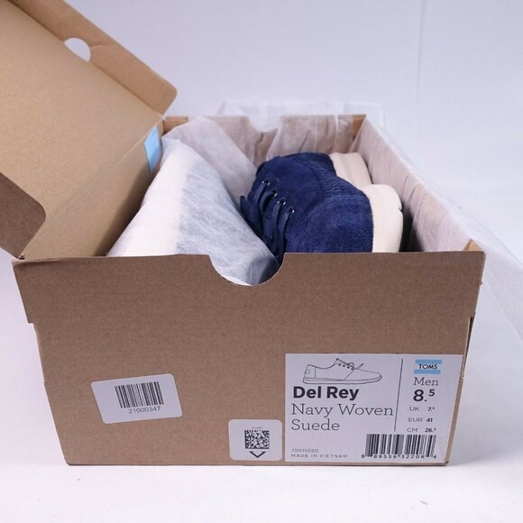 Toms Men's Del Rey Shoe 10011020 Navy Woven Suede - Picture 8 of 11